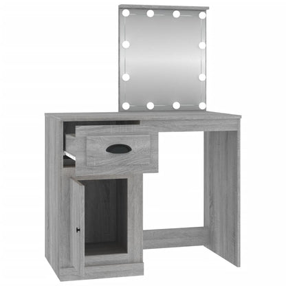 Berkfield Dressing Table with LED Grey Sonona 90x50x132.5 cm Engineered Wood