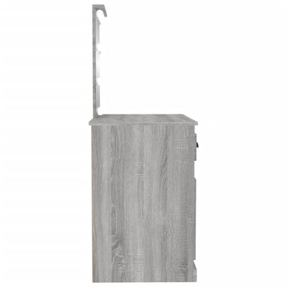 Berkfield Dressing Table with LED Grey Sonona 90x50x132.5 cm Engineered Wood