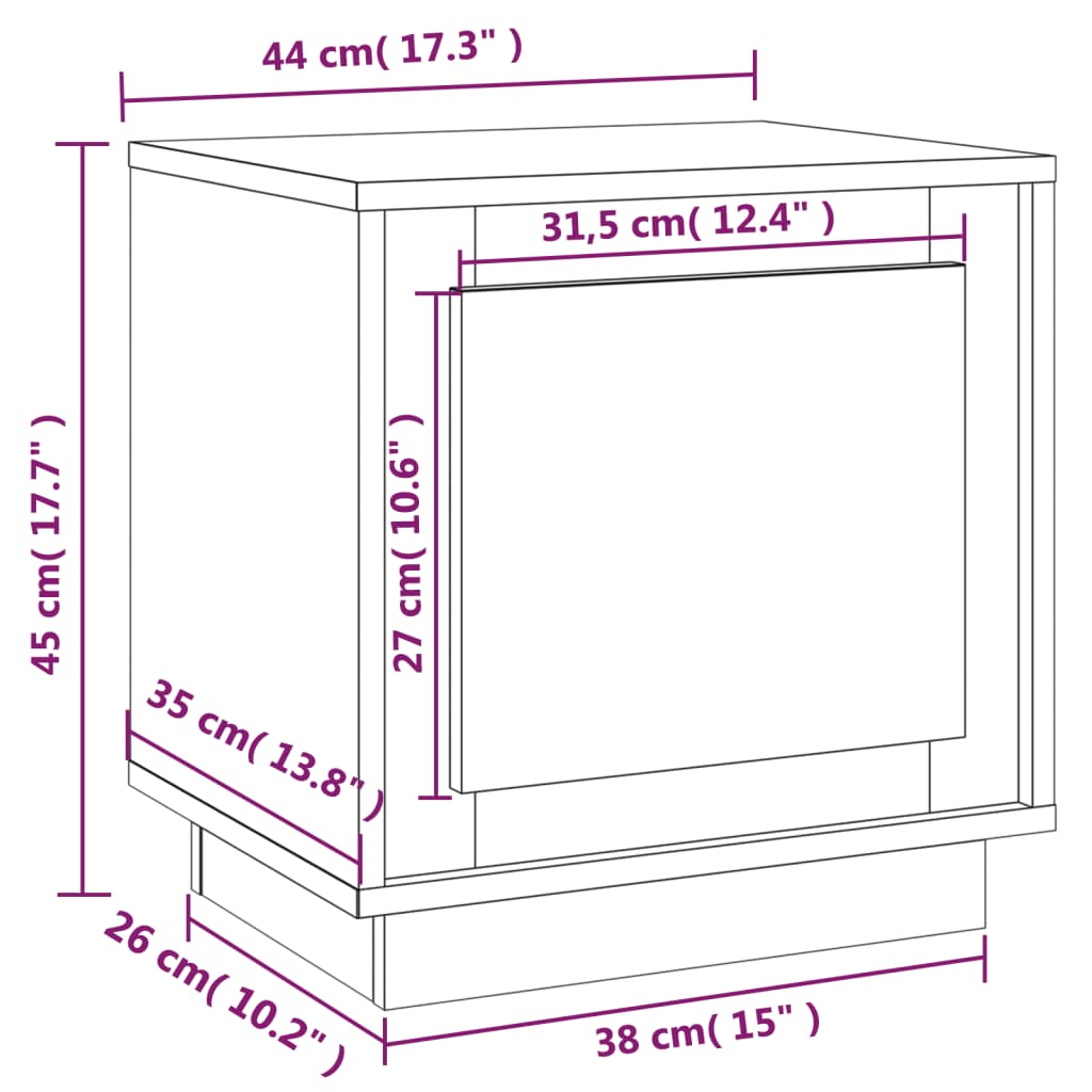 Berkfield Bedside Cabinet Concrete Grey 44x35x45 cm Engineered Wood