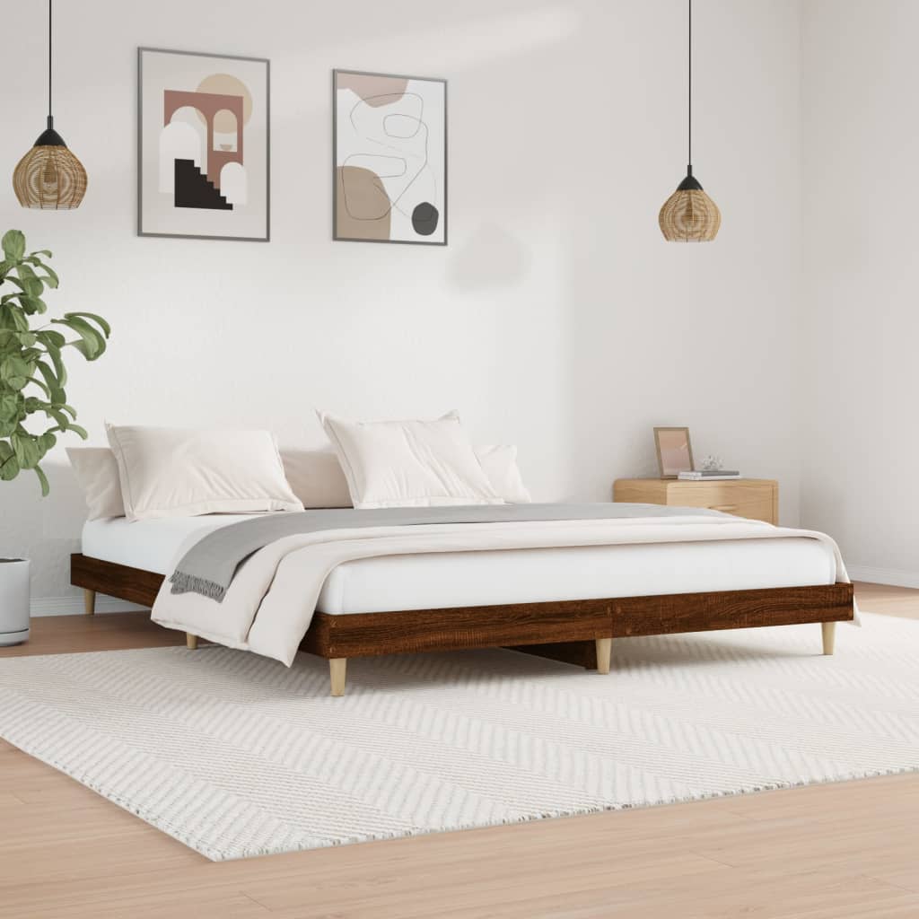 Berkfield Bed Frame Brown Oak 180x200 cm Engineered Wood