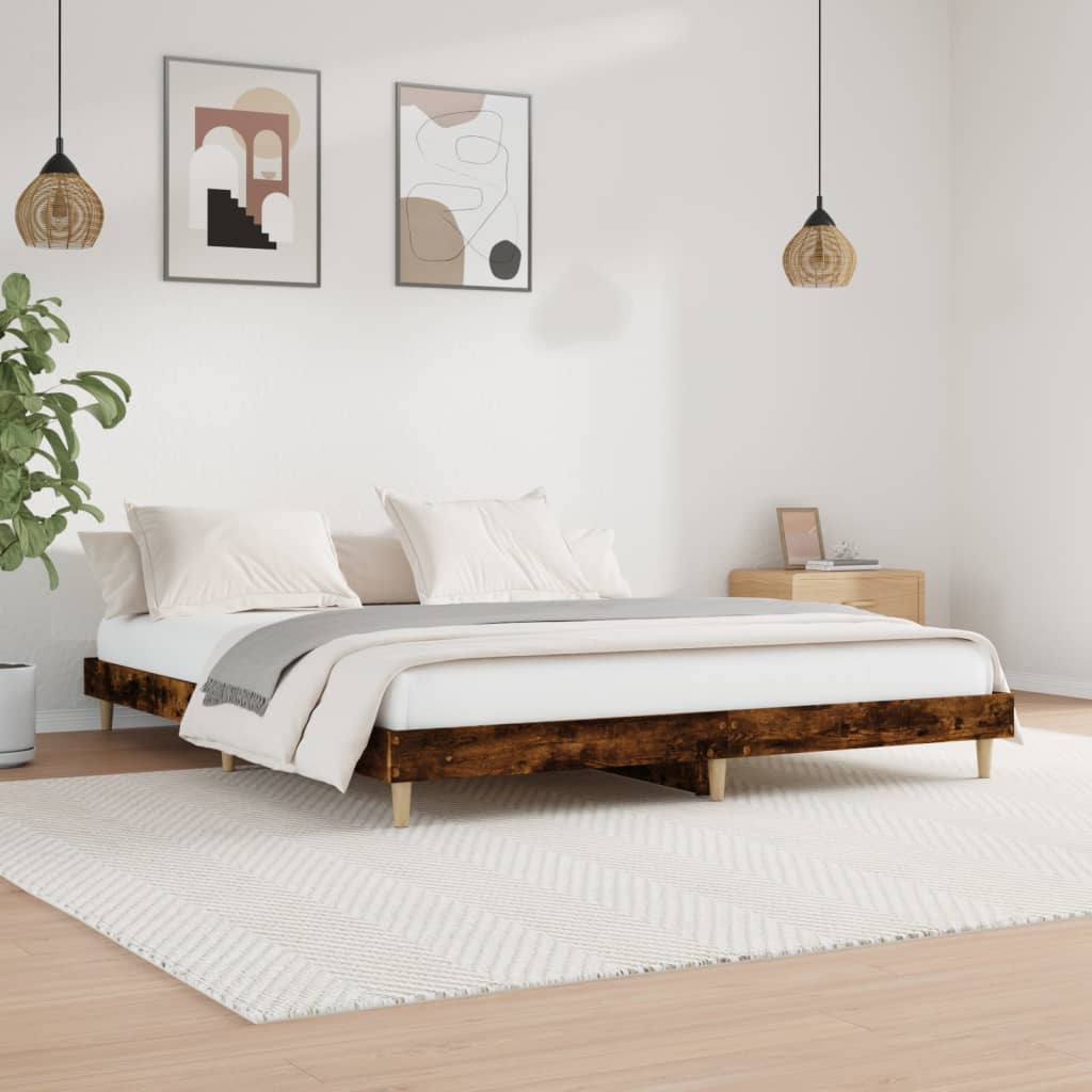 Berkfield Bed Frame Smoked Oak 160x200 cm Engineered Wood