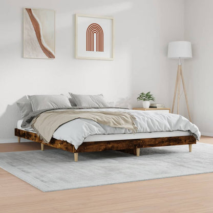 Berkfield Bed Frame Smoked Oak 140x200 cm Engineered Wood