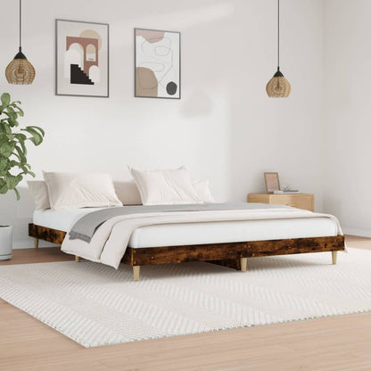 Berkfield Bed Frame Smoked Oak 140x200 cm Engineered Wood