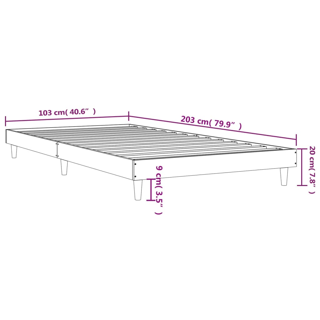 Berkfield Bed Frame Sonoma Oak 100x200 cm Engineered Wood
