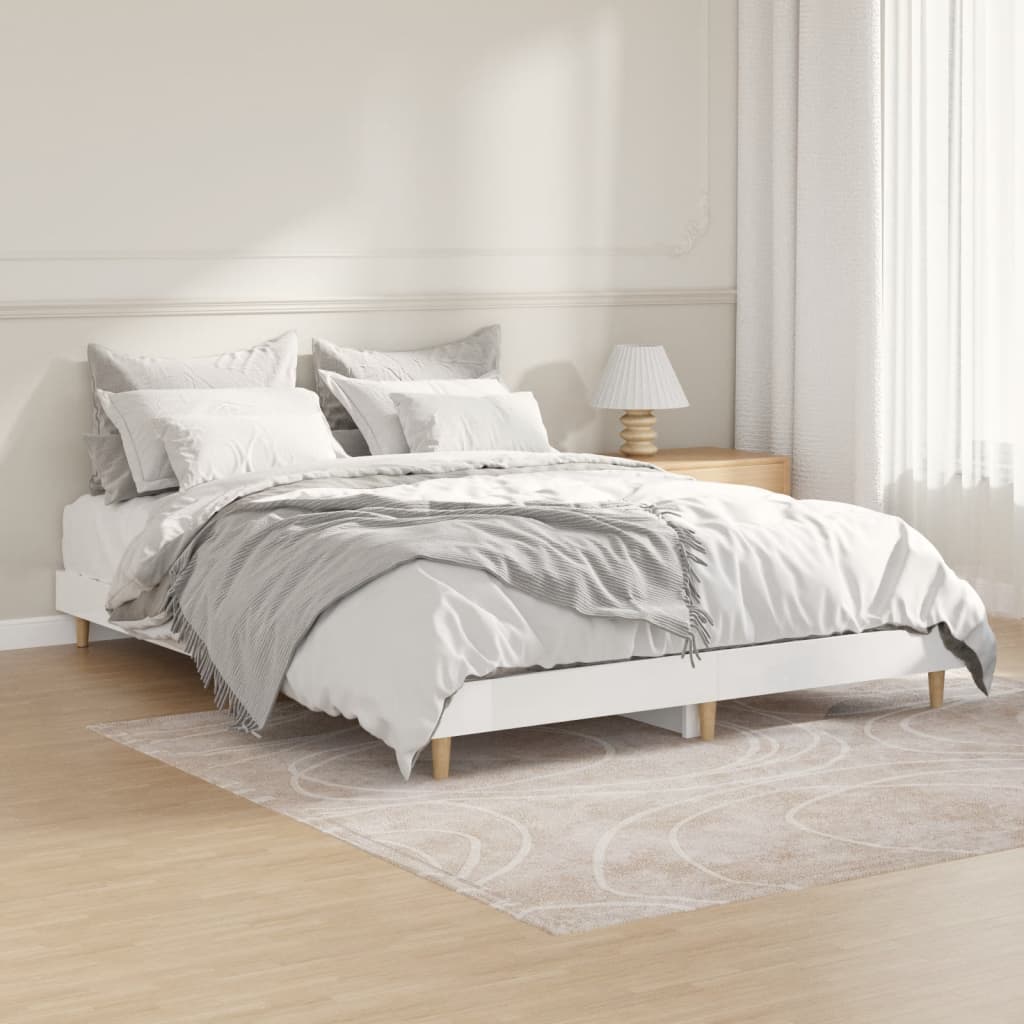 Berkfield Bed Frame High Gloss White 140x190 cm Engineered Wood