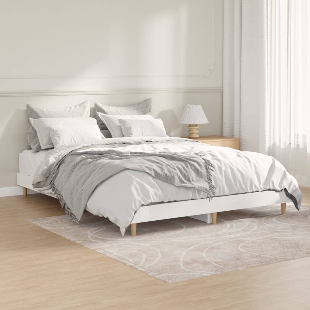 Berkfield Bed Frame High Gloss White 135x190 cm Engineered Wood