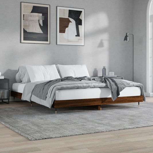 Berkfield Bed Frame Brown Oak 200x200 cm Engineered Wood