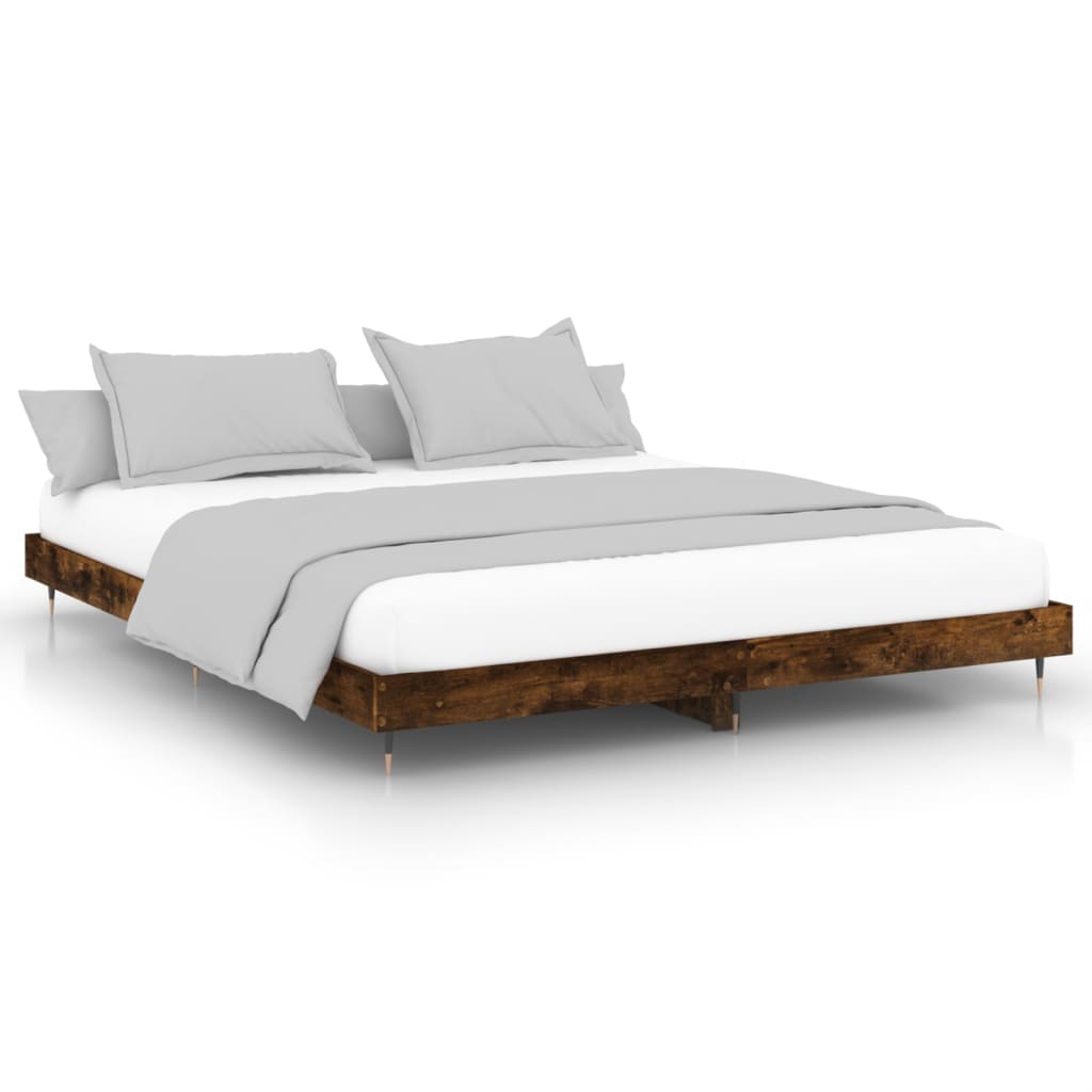 Berkfield Bed Frame Smoked Oak 160x200 cm Engineered Wood