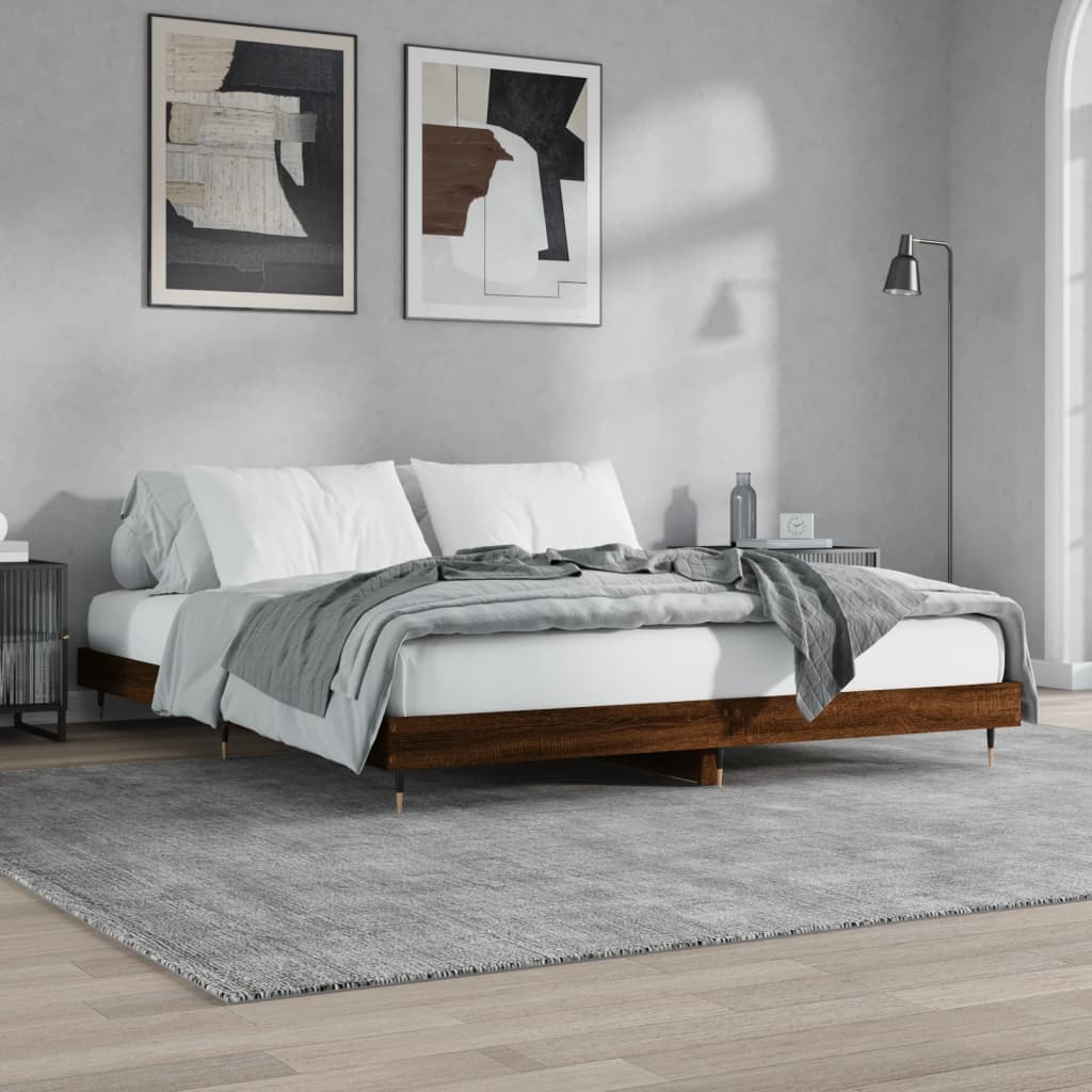 Berkfield Bed Frame Brown Oak 150x200 cm 5FT King Size Engineered Wood