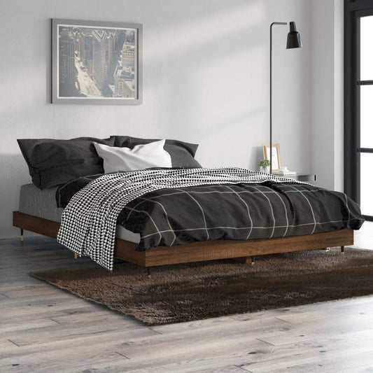 Berkfield Bed Frame Brown Oak 140x190 cm Engineered Wood