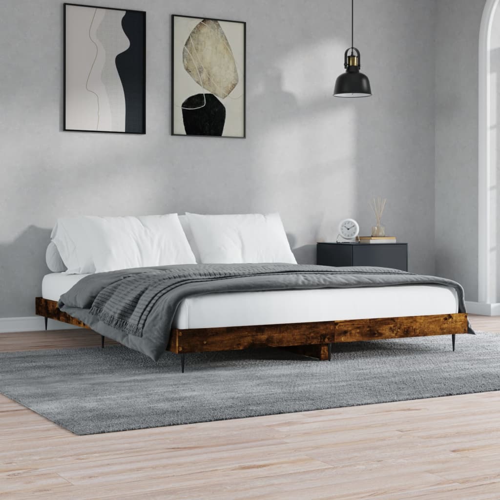 Berkfield Bed Frame Smoked Oak 200x200 cm Engineered Wood