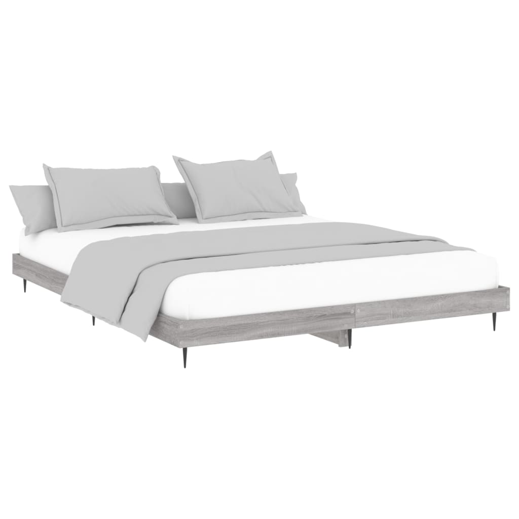 Berkfield Bed Frame Grey Sonoma 150x200 cm 5FT King Size Engineered Wood