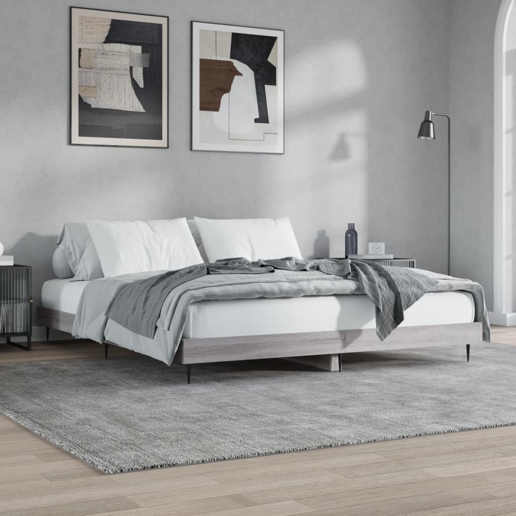 Berkfield Bed Frame Grey Sonoma 150x200 cm 5FT King Size Engineered Wood