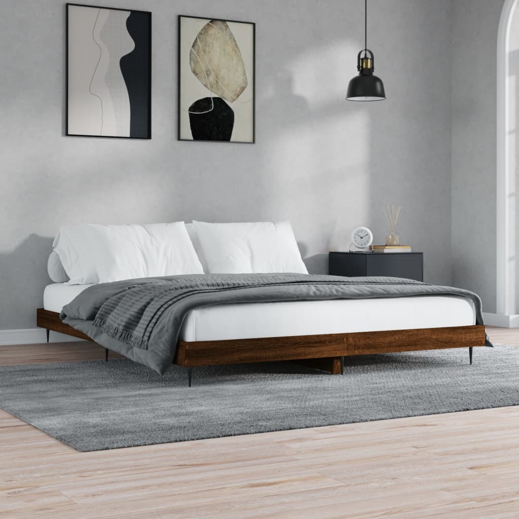 Berkfield Bed Frame Brown Oak 150x200 cm 5FT King Size Engineered Wood