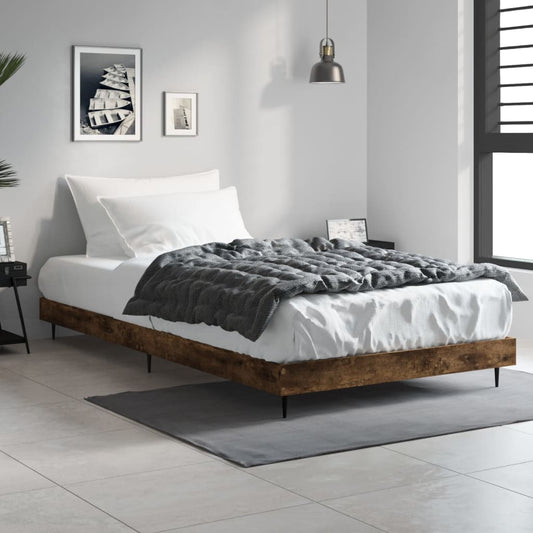 Berkfield Bed Frame Smoked Oak 100x200 cm Engineered Wood
