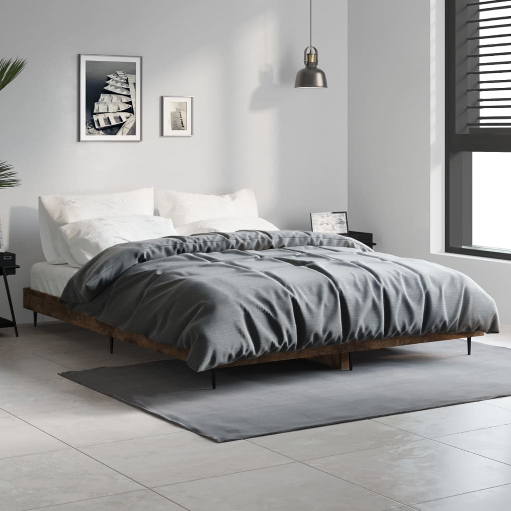 Berkfield Bed Frame Smoked Oak 135x190 cm 4FT6 Double Engineered Wood