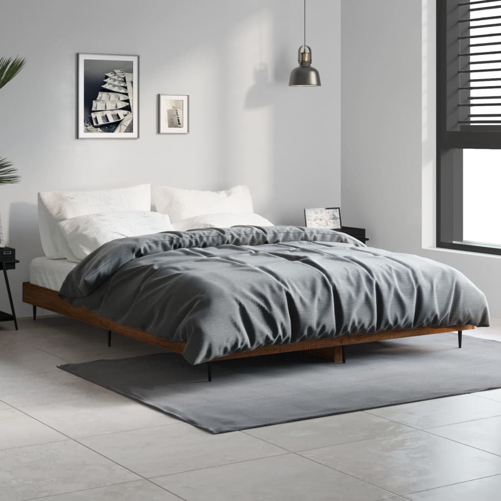 Berkfield Bed Frame Brown Oak 135x190 cm 4FT6 Double Engineered Wood