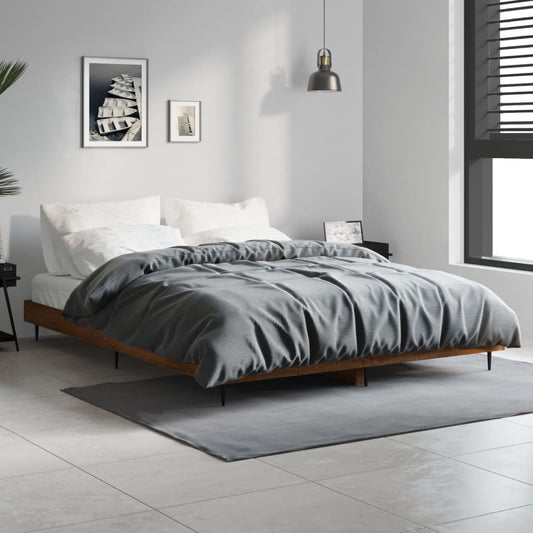 Berkfield Bed Frame Brown Oak 135x190 cm 4FT6 Double Engineered Wood