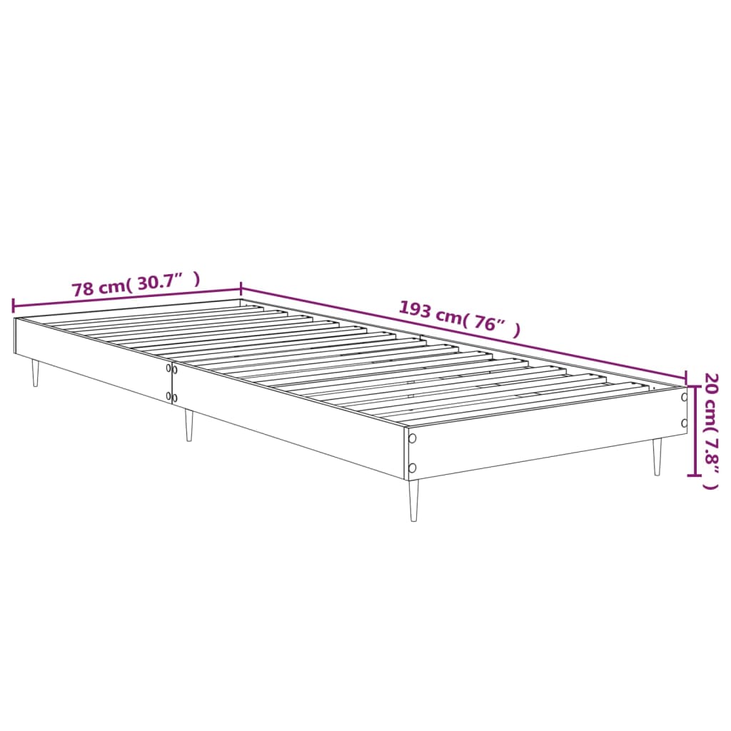 Berkfield Bed Frame Black 75x190 cm 2FT6 Small Single Engineered Wood