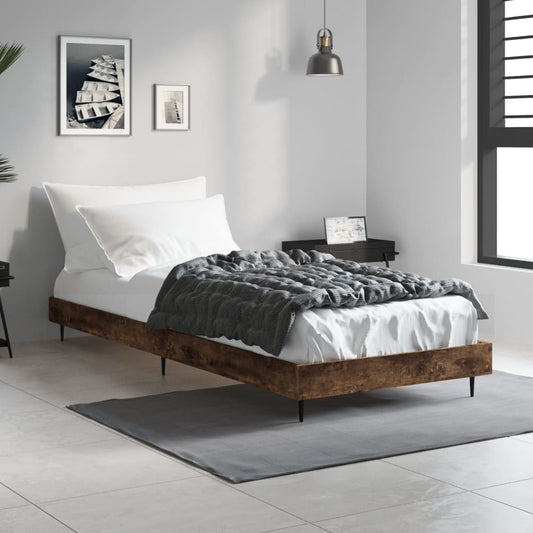 Berkfield Bed Frame Smoked Oak 75x190 cm 2FT6 Small Single Engineered Wood