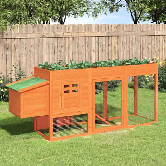 Berkfield Chicken Coop Brown 204x50x84 cm Solid Wood Pine