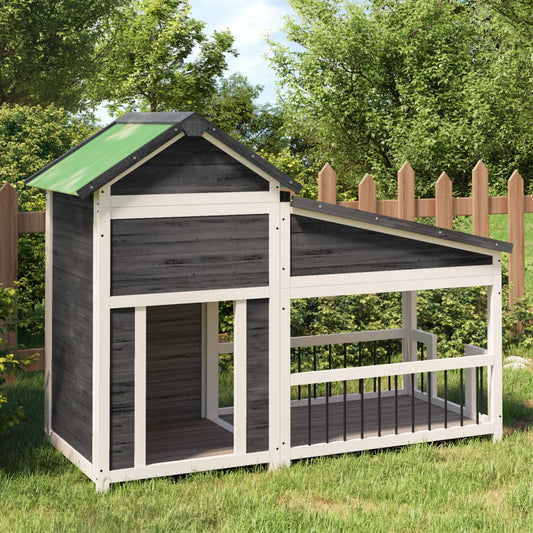 Berkfield Dog Kennel Grey 143x60.5x109 cm Solid Wood Pine
