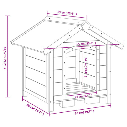 Berkfield Dog Kennel Grey 65x65x61.5 cm Solid Wood Pine
