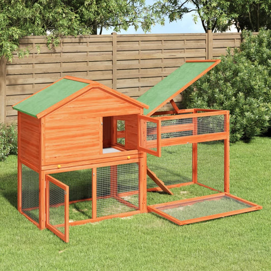 Berkfield Rabbit Hutch Brown 185.5x60.5x109.5 cm Solid Wood Pine