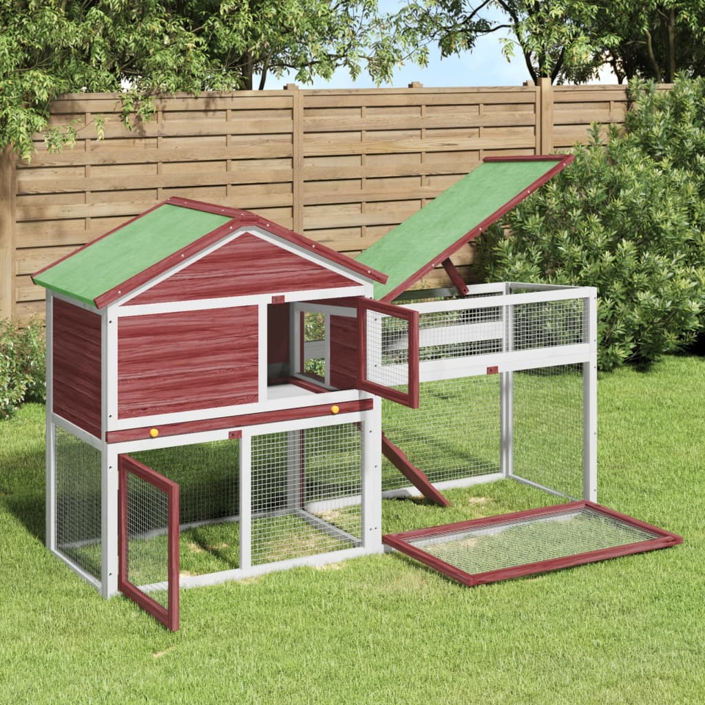 Berkfield Rabbit Hutch Mocha 185.5x60.5x109.5 cm Solid Wood Pine