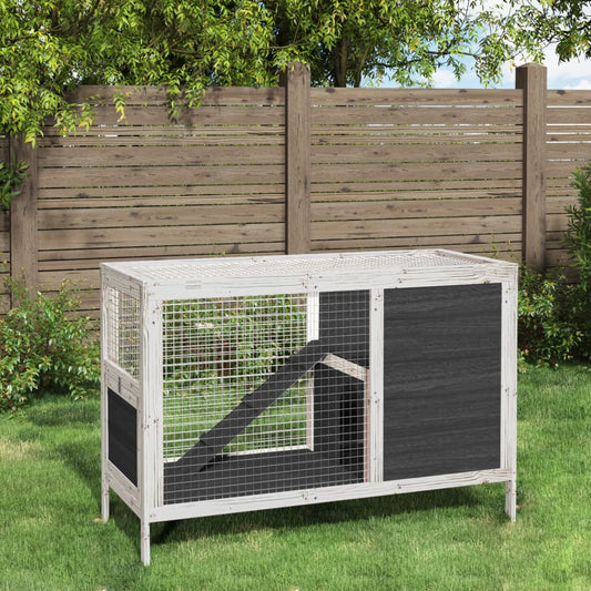 Berkfield Rabbit Hutch Grey 103x44x69.5 cm Solid Wood Pine