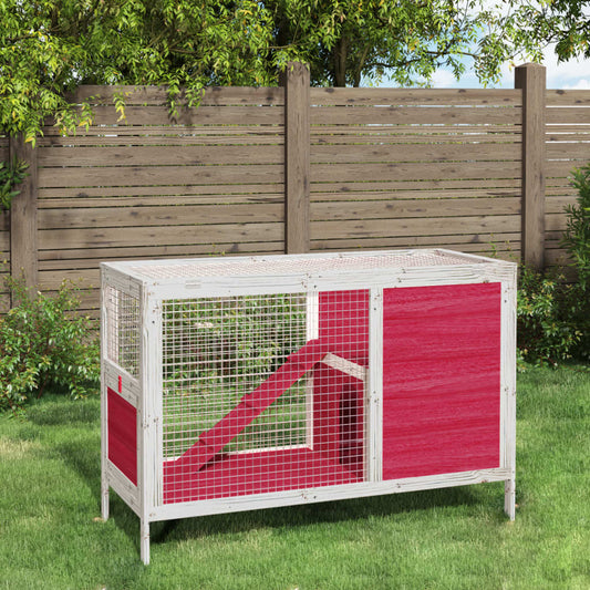 Berkfield Rabbit Hutch Red 103x44x69.5 cm Solid Wood Pine
