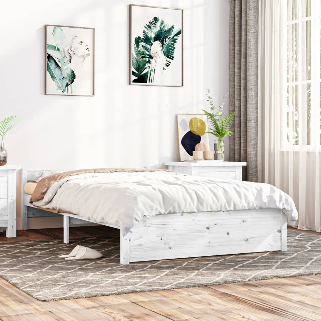 Berkfield Bed Frame White 120x190 cm Small Double Solid Wood