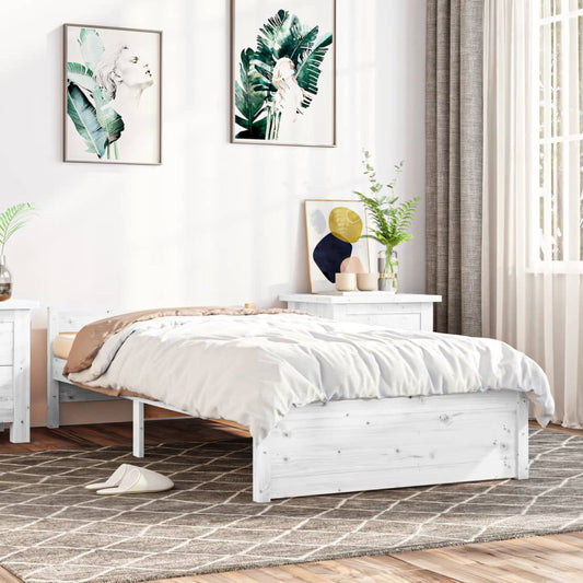Berkfield Bed Frame White Solid Wood 90x200 cm