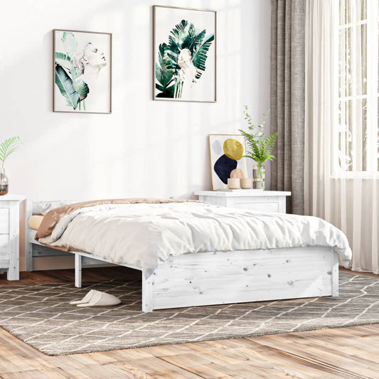 Berkfield Bed Frame White Solid Wood 120x200 cm