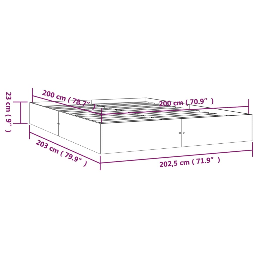 Berkfield Bed Frame Solid Wood 200x200 cm