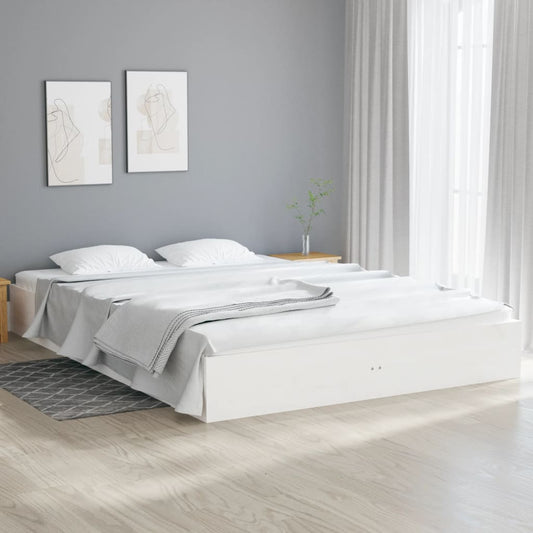 Berkfield Bed Frame White Solid Wood 200x200 cm