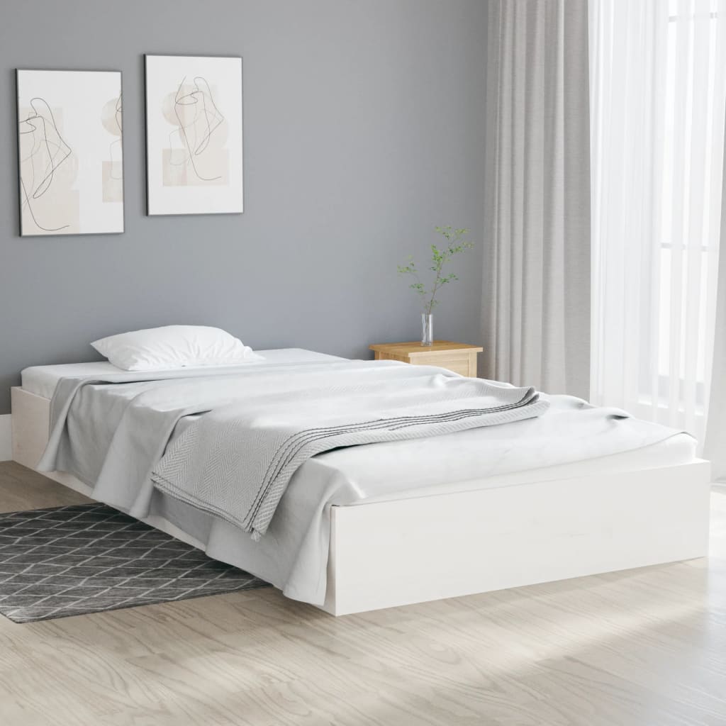 Berkfield Bed Frame White Solid Wood 90x200 cm