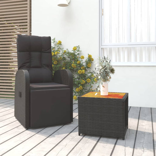 Berkfield 2 Piece Garden Lounge Set Black Poly Rattan&Solid Wood Acacia