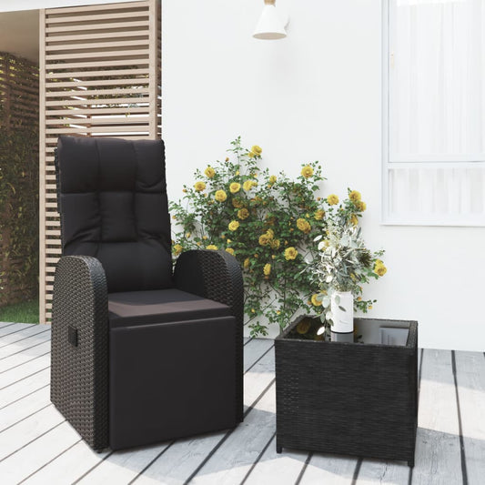 Berkfield 2 Piece Garden Lounge Set Black Poly Rattan&Steel