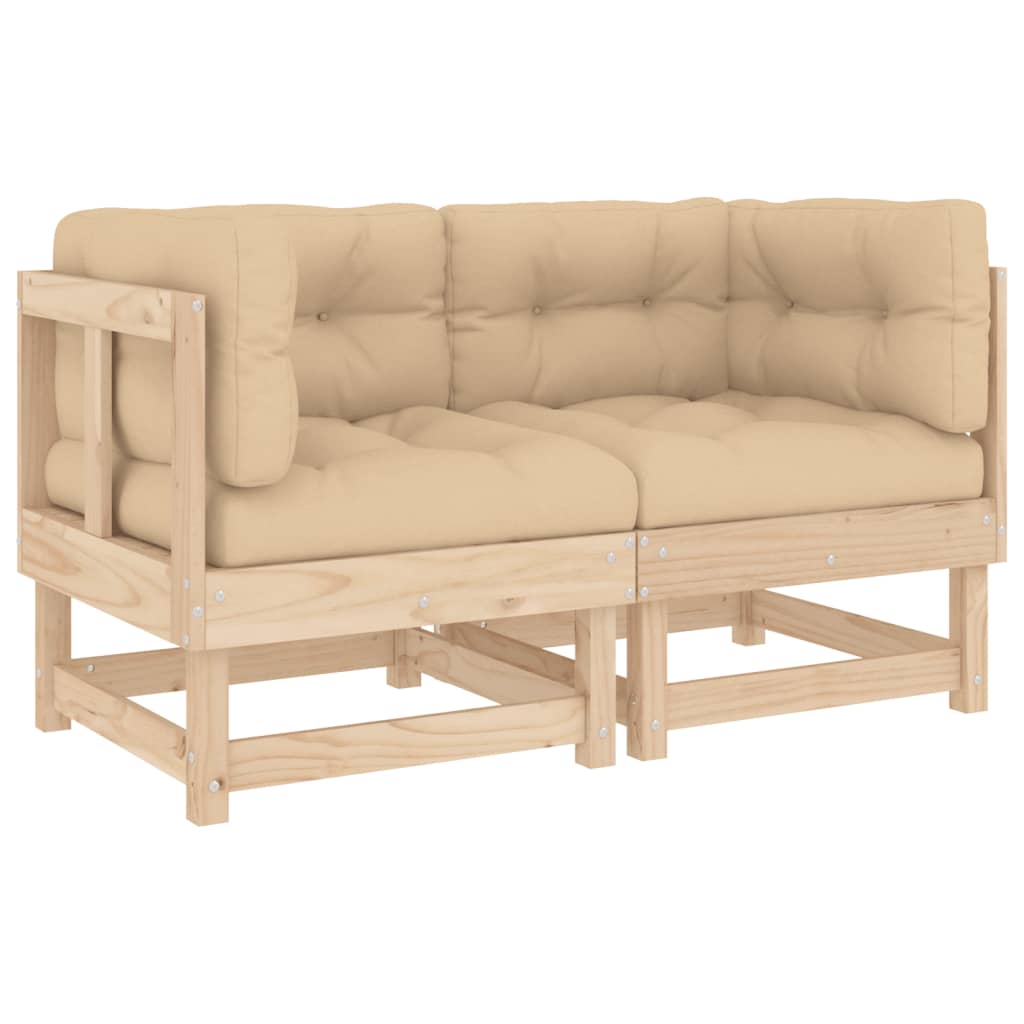 Berkfield Corner Sofas with Cushions 2 pcs Solid Wood Pine