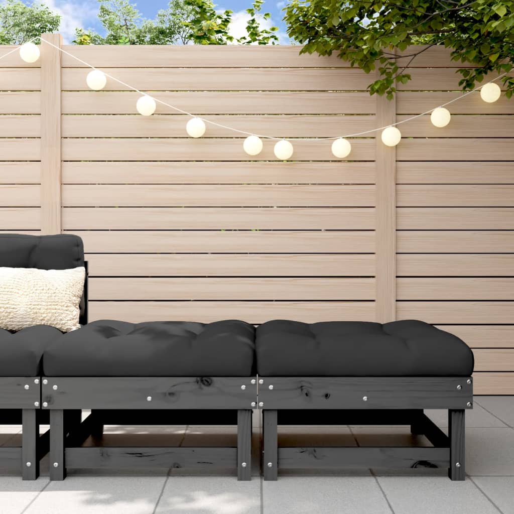 Berkfield Garden Footstools with Cushions 2pcs Grey Solid Wood Pine