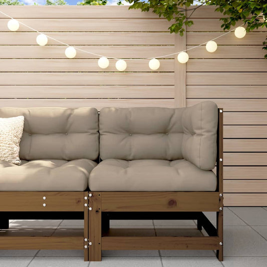 Berkfield Corner Sofa with Cushions Honey Brown Solid Wood Pine