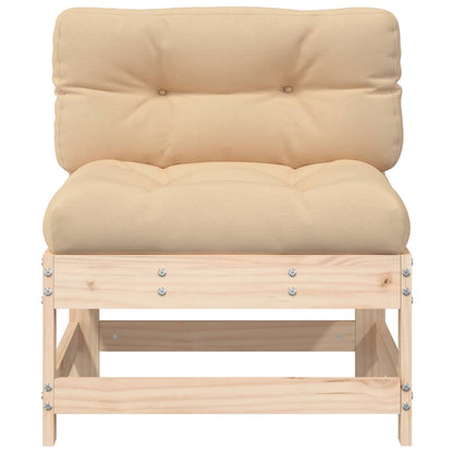 Berkfield Middle Sofa with Cushions Solid Wood Pine
