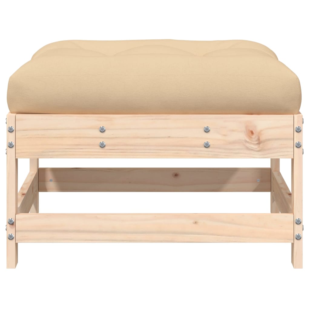 Berkfield Garden Footstool with Cushion Solid Wood Pine