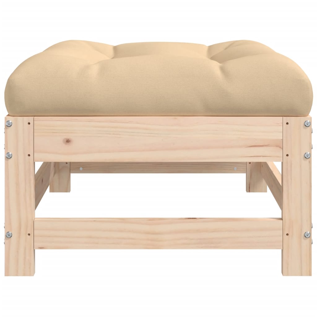 Berkfield Garden Footstool with Cushion Solid Wood Pine