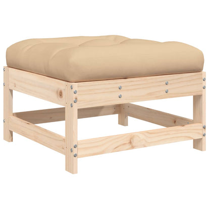 Berkfield Garden Footstool with Cushion Solid Wood Pine