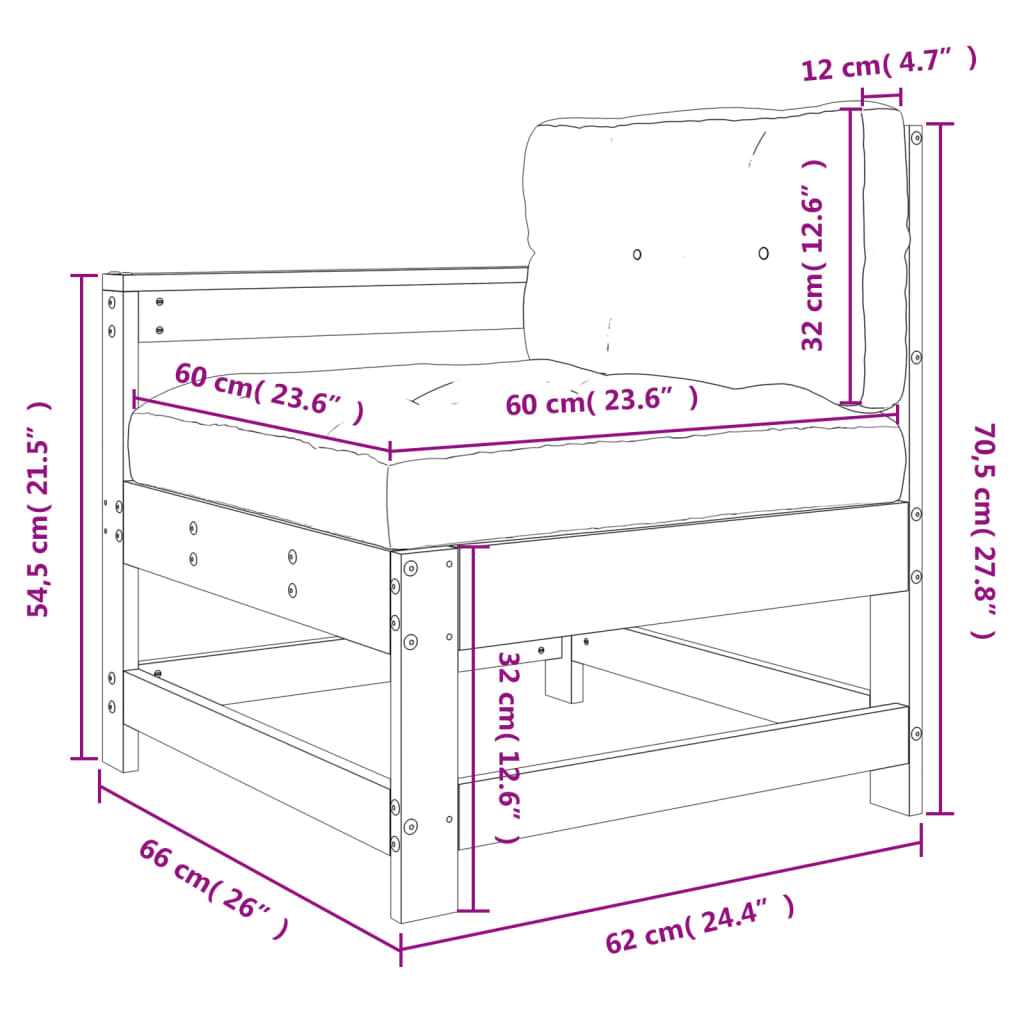 Berkfield Garden Chair with Cushions Solid Wood Douglas