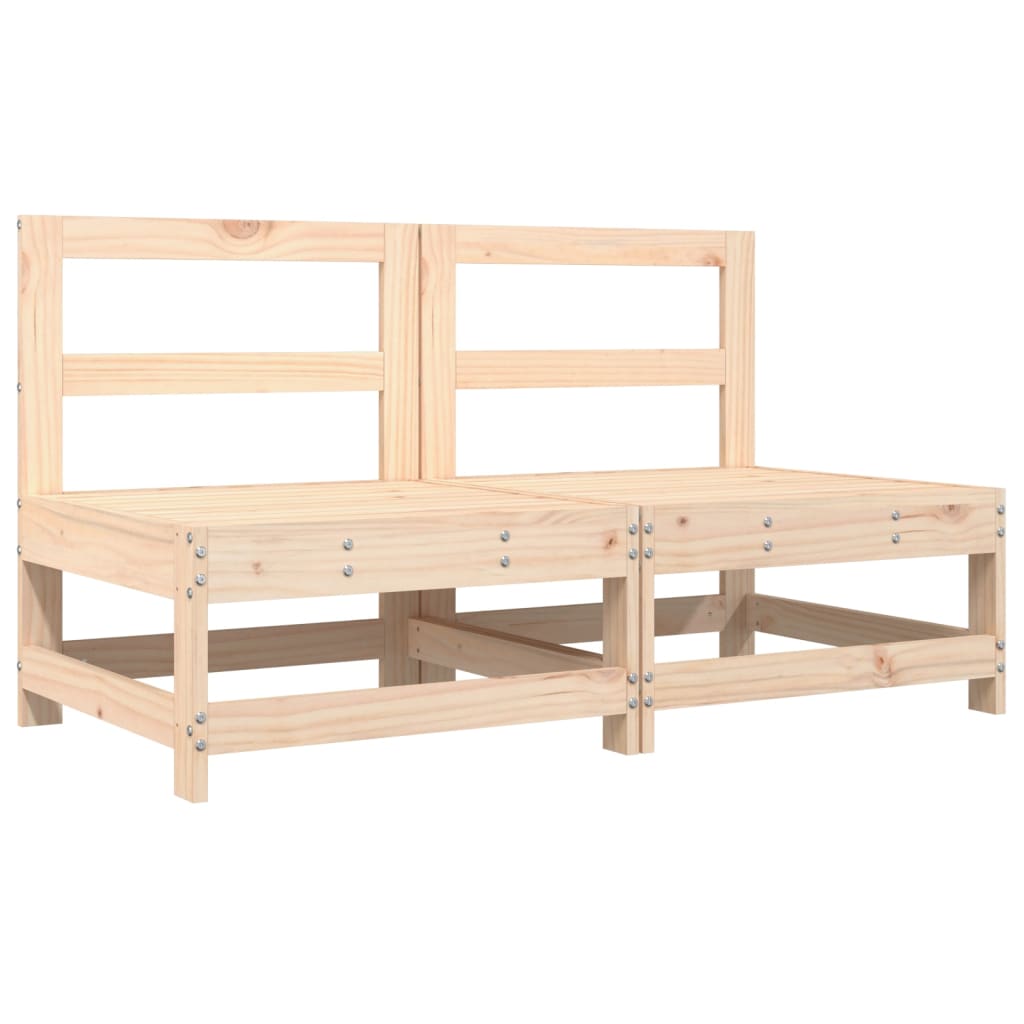 Berkfield Middle Sofas with Cushions 2 pcs Solid Wood Pine