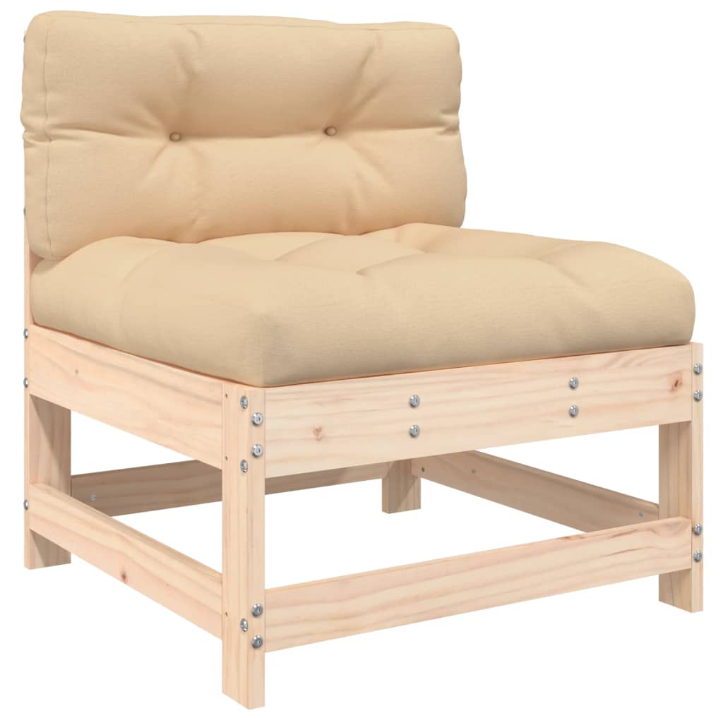 Berkfield Middle Sofas with Cushions 2 pcs Solid Wood Pine