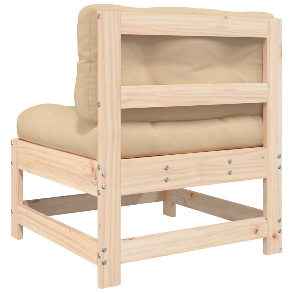 Berkfield Middle Sofas with Cushions 2 pcs Solid Wood Pine